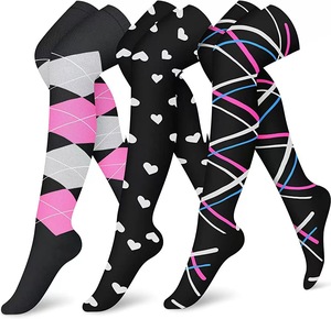Calcetines de Compresión <span class=keywords><strong>para</strong></span> <span class=keywords><strong>Mujer</strong></span>, Otoño, 15-20 mmHg, con Rayas, Tejidos, Deportivos, Hasta el Muslo, por Encima de la Rodilla, <span class=keywords><strong>para</strong></span> Várices - Product Image 2