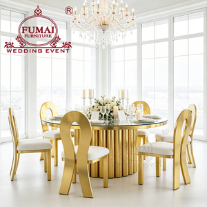 Sillas de Comedor Modernas y Duraderas de Acero Inoxidable Dorado de Lujo con Cuero PU para Bodas en Hoteles, para Uso en Exteriores y Salas de Estar - Product Image 4