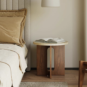 Mesa de centro pequeña para sala de estar, sofá de travertino de madera maciza, mesa auxiliar, esquina, Wabi SABI, balcón, mesa redonda pequeña - Product Image 1