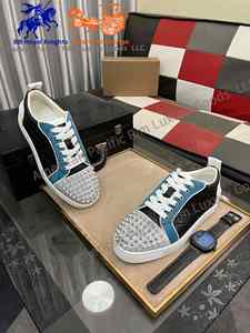 Chaussures pour hommes de la marque européenne Christians, chaussures décontractées de haute qualité en cuir véritable à semelle rouge CL, chaussures rétro à tige haute, chaussures de marche Louboutins - Product Image 3