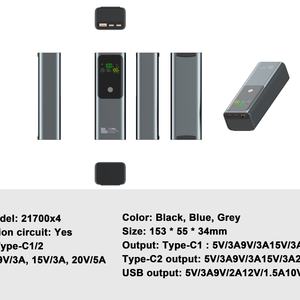 Batterie Externe Ultra-Mince 20000 mAh 100W avec Logo Personnalisé pour Ordinateur Portable, Charge Rapide Multifonction pour Smartphone et Station d'Énergie - Product Image 2