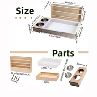 Mangeoire pour animaux de compagnie - En stock - Mangeoire à foin en bois au design minimaliste, facile à utiliser, adaptée à divers animaux, pour usage domestique, détachable et décorative