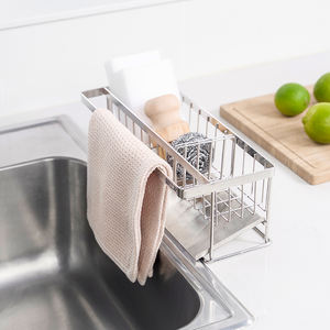 Escurridor de Esponjas y Paños de Acero Inoxidable 304 45 °   Escurridor de Fregadero en Ángulo con Toallero de 9 cm, Ahorro de Espacio para Espacios Estrechos - Product Image 2