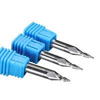 Fraise à bout sphérique conique en acier au tungstène à 2 flûtes, 55 HRC, fraises de routeur CNC pour l'aluminium