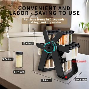 Hot Sale Multifunctional Rotating <b>Spice</b> Rack With 18 Glass <b>Jars</b> Revolving Bottle Organizer - Seasoning Organize Set for Kitchen - Product Image 3