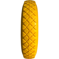 Roue en mousse PU 4.00-8, pleine et anti-crevaison, avec bande de roulement jaune à picots et jante en acier peinte bleu, pour chariot à main et brouette