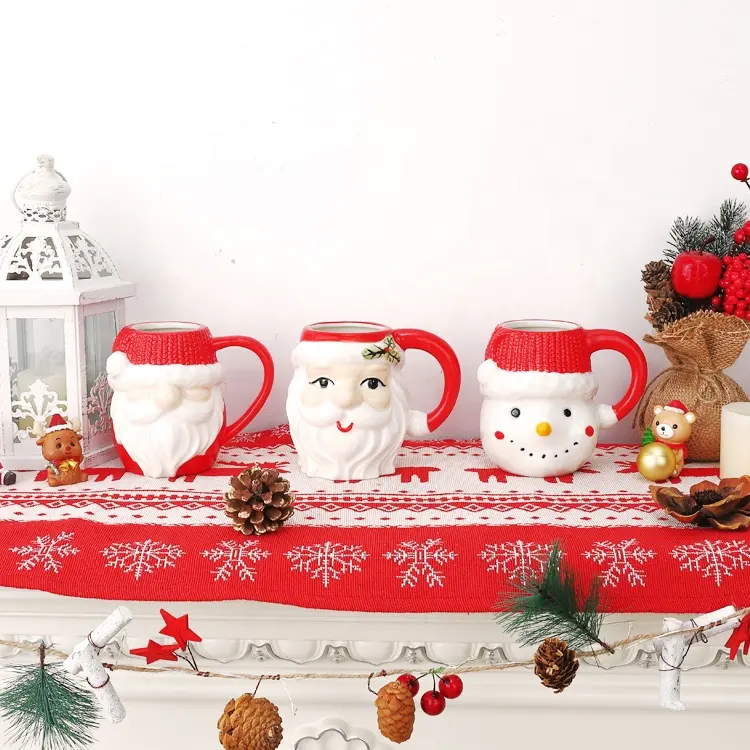 Tivray Novelty Style Exclusive 3D Snow Man Craftmanship Christmas Promotional Gift Decoration Fancy Ceramic Mug For Sale