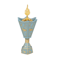 Brûleur d'encens religieux en céramique de style maison arabe exquise pour la décoration de la maison pendant le Ramadan avec support pour bois d'agar