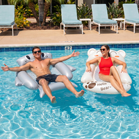 Joyee Chaise Flottante Gonflable pour Piscine, Motif Animal Mignon (Ours & Requin), pour Adultes, Idéale pour la Détente Estivale à la Plage et à la Piscine