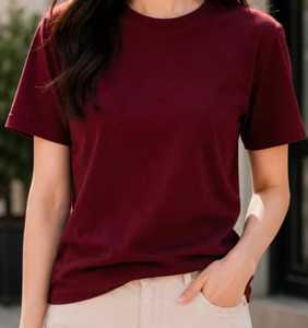 T-shirt décontracté d'été pour femme, col rond, manches courtes, vert olive uni, tricoté, écologique, respirant - Product Image 2