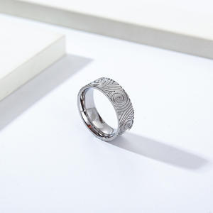 <b>Titanium</b> Steel <b>Rings</b> For <b>Men</b> Swirl Pattern Stainless Steel Fashion Jewelry Gift Occasion K-R726 - Product Image 3