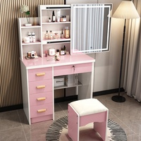 Meubles de chambre à coucher Coiffeuse pour filles bon marché Coiffeuse en bois blanc Commode à tiroirs moderne avec miroir à led en vente