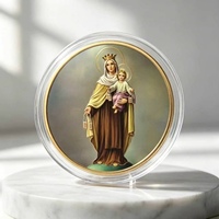 Pièce commémorative personnalisée en métal, ronde, en relief, avec impression couleur, sur le thème de Jésus, de la Vierge Marie et du Christ, pour l'artisanat orthodoxe.
