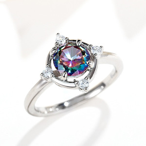Anello a corona con sfumature colorate per donna, elegante gioiello da dito in stile principessa - Product Image 2