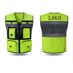 Gilet de sécurité réfléchissant haute visibilité personnalisé avec logo, conforme aux normes ANSI Classe 1 EN 20471, grande taille, en maille respirante, avec poche, en nylon/polyester, personnalisable - Product Image 3