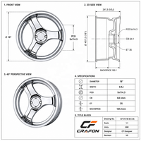 Jantes forgées CF 18 19 pouces 5x114.3 PCD 60.1 CB pour voitures particulières, compatibles avec Chaser JZX100, jantes classiques à rayons