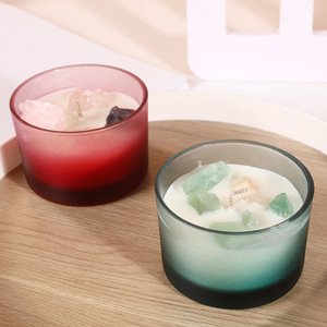 <span class=keywords><strong>Bougie</strong></span> d'aromathérapie en verre avec pierre de cristal et cire de soja, ornement parfumé coloré pour la maison, idéale comme cadeau de mariage, vente en gros - Product Image 2