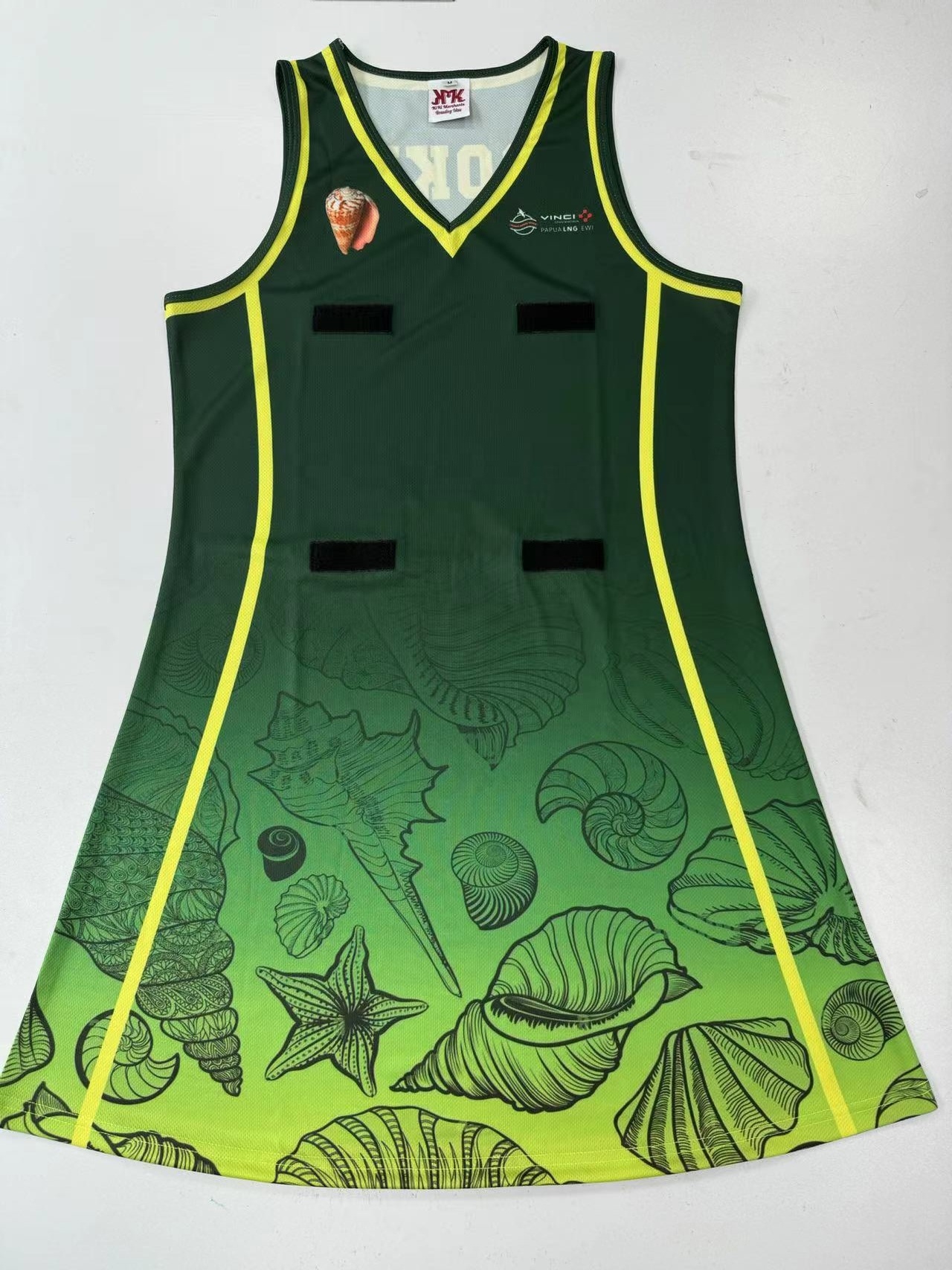 Wholesale green yellow netball dress Australia Design netball dress V neck pandex netball dress netball dresses,10 Pieces