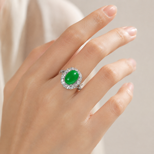 Anello retrò con pietra verde, design classico, gioiello da donna per l'uso quotidiano - Product Image 2