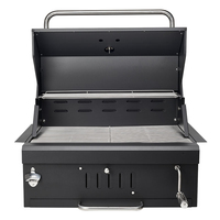 Gril à charbon de bois pliable en acier inoxydable pour l'extérieur avec montage facile et surface de cuisson de 64x46cm pour barbecue et pâtisserie