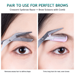 Forbice <span class=keywords><strong>per</strong></span> sopracciglia con pettine curvo in acciaio inox sopracciglio rasoio modellatura barba barba <span class=keywords><strong>rasatura</strong></span> <span class=keywords><strong>accessori</strong></span> di bellezza <span class=keywords><strong>per</strong></span> le donne - Product Image 2