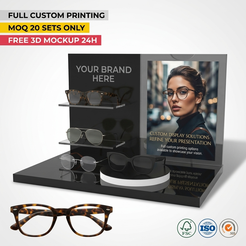 Premium Custom Acrylic Eyewear Display Stand Countertop Sunglasses Holder Rack for Optical Shop Luxury Glasses Sunglasses