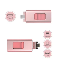 Memoria USB OTG 4 en 1 con Logotipo Personalizado al por Mayor, Memoria USB Metálica para Teléfono, 8GB 16GB 32GB 128GB, Multi Interfaz