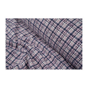 Tissu en tweed fantaisie de qualité supérieure fabriqué en Corée, motif à carreaux blanc-violet-marine, tissu textile tissé sur mesure OEM & ODM - Product Image 3