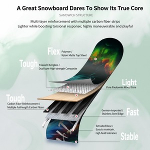 <span class=keywords><strong>Snowboard</strong></span> tout-terrain avec renfort en bande de carbone, <span class=keywords><strong>snowboard</strong></span> à noyau en bois cambré pour les skieurs débutants à intermédiaires - Product Image 3