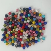 Manik-manik Bulat Tanah Liat Lunak Berlubang Lurus 10mm dengan Hiasan Rhinestone