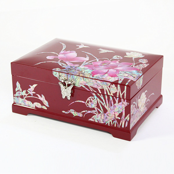 High End Mother of Pearl Inlay Case Luminous Shell-inlay Luxury Frame Unique Gift Home Decor Inlaid Wooden Jewelry Box