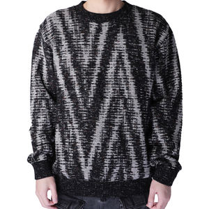 Fabricante de prendas de punto personalizadas LOGOTIPO Jersey de invierno para hombre Patrón de jacquard Prendas de punto de manga larga con cuello redondo Top de punto para hombres - Product Image 2