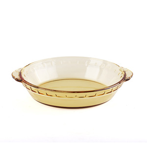 Uzun borosilikat cam Amber kahverengi yuvarlak Bakeware pişirme kabı pişirme camı pişirme tepsisi Pan isıya dayanıklı - Product Image 1