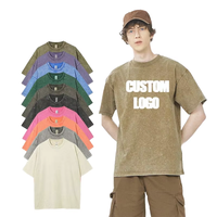 T-shirt unisexe surdimensionné en coton vintage délavé à l'acide, 230g, avec logo personnalisé, épaules tombantes, vente en gros