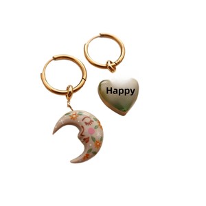 Nuovo Ciondolo a Forma di Luna con Fiocco alla Moda, Serie Colorata Dipinta su Due Lati con Smalto a Goccia, Charm in Bambù Fai-da-Te - Product Image 5