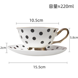 Tasse et assiette créatives coréennes, plateau en céramique du désert à 2 niveaux, tasse à café et soucoupe de <span class=keywords><strong>luxe</strong></span> à bord doré, ensemble de vaisselle - Product Image 6