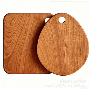Solid <b>Wood</b> Cutting Board Ebony Teardrop Shape 24x20x2cm Kitchen Chopping <b>Block</b> For Fruit And Meat - Product Image 2