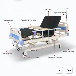 China Manufacturer Economic Medical Clinic Equipment 3 Crank Manual Hospital Patient Bed