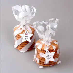 Toptan hediye keseleri 100 pcs-Büyük beyaz nokta standı bisküvi çantası ekmek şeker küçük hediye çantası 100 adet