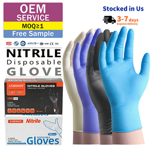 Anboson fábrica al por mayor aceptar OEM 100 paquete guantes desechables guantes de nitrilo Xs sin polvo 100% guante de nitrilo puro - Product Image 1