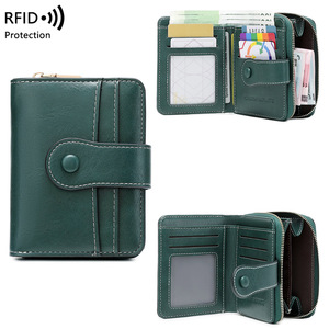 Portafoglio corto da <span class=keywords><strong>donna</strong></span> RFID, supporto per Slot Multi Card multifunzione, <span class=keywords><strong>portamonete</strong></span> <span class=keywords><strong>con</strong></span> fibbia retrò alla moda - Product Image 1