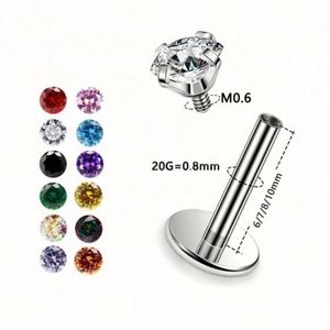 Nouveauté 2024 - Bijoux de piercing pour le corps en titane plaqué or vintage pour enfants, certifiés ASTM, zircon multicolore, F136 G23 - Product Image 1