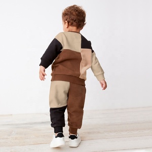 All'ingrosso Set di tuta in pile per bambini Logo personalizzato 100% cotone tinta unita blocco <span class=keywords><strong>Tech</strong></span> tuta per bambini - Product Image 2