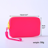 Sac de maquillage Portable en Silicone pour femmes voyage cosmétique sac à fermeture éclair pochette de rangement carré trousse de toilette porte-monnaie étanche