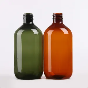 Wholesale Green Brown Transparent Empty 500ml PET Plastic Hair Oil Bottles Shampoo Bottle Skin Care Packaging