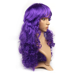 Perruque longue bouclée violette Pop <span class=keywords><strong>Star</strong></span> Halloween, accessoire de Costume de fête - Product Image 1