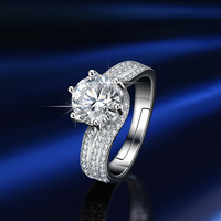 Bague GRA Moissanite couleur D 2 carats avec design ajustable, petite forme de cube de sucre, bague de mariage élégante pour femme.