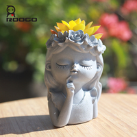 Maceta de Resina Roogo MiniCement con Textura de Guirnalda para Suculentas, con Orificio de Drenaje, para Bonsái, Manualidades, Regalos, Decoración