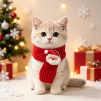 Nouvelle Tendance Noël Hiver Écharpe Tricotée Coupe-Vent pour Chien et Chat avec Décoration Mignonne Père Noël Renne Sapin