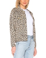 Nouveau design personnalisé, boutonné en gros, blouson aviateur à la mode pour femmes, imprimé léopard